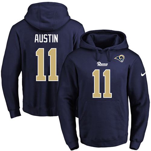 Nike Rams #11 Tavon Austin Navy Blue Name & Number Pullover NFL Hoodie